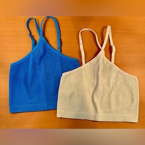 NWOT - Set of 2 Colsie Cream and Blue Ribbed Tops